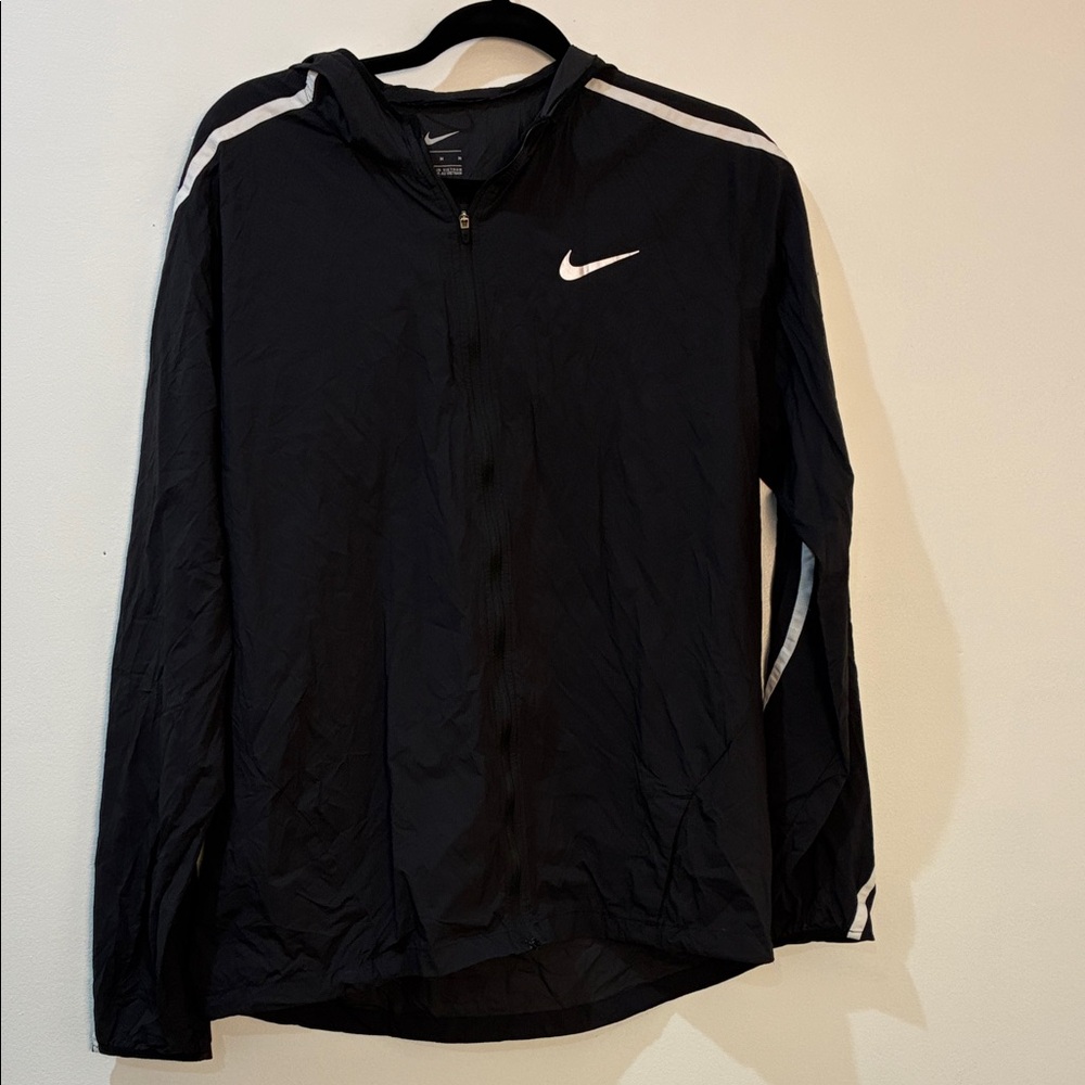 Women Nike Impossibly Light Black Hooded Jacket with White Details